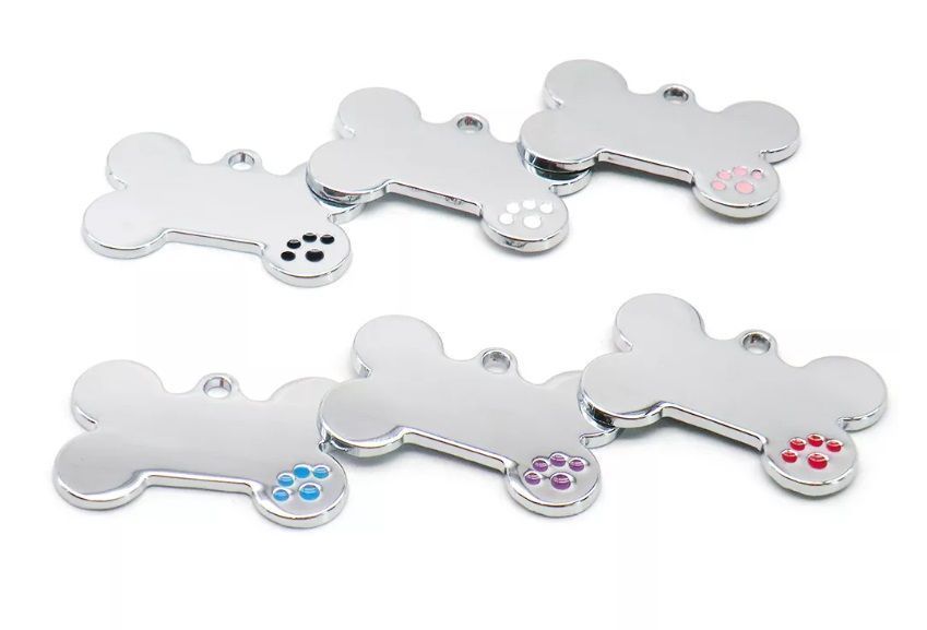 Psí známka - kost s tlapkou (černá)