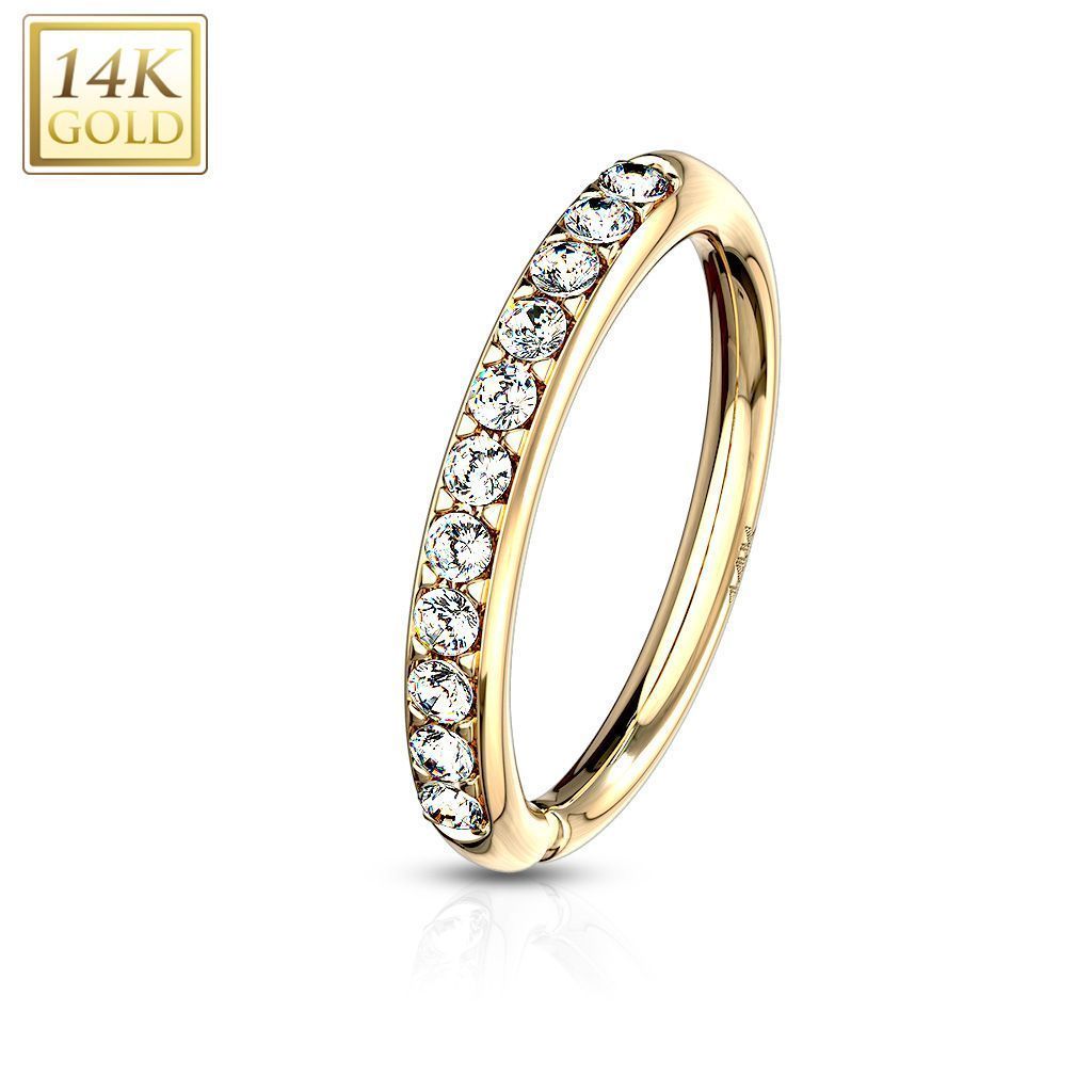 Levně Zlatý piercing kruh, 0,8 x 10 mm, Au 585/1000