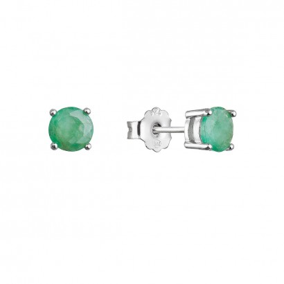 Stříbrné náušnice pecky s pravými kameny zelené 11485.3 emerald