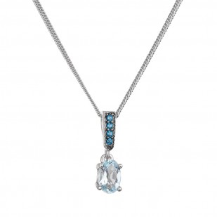 Stříbrný náhrdelník luxusní s pravými kameny modrý 12082.3 london nano, sky topaz
