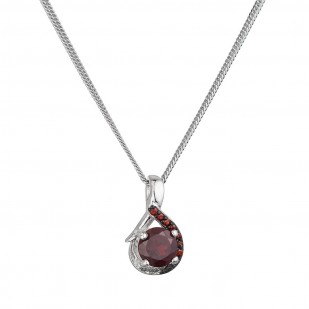 Stříbrný náhrdelník luxusní s pravými kameny rudá slza 12089.3 garnet