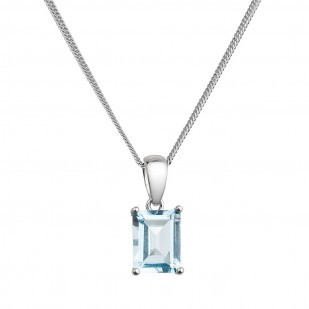 Stříbrný náhrdelník s pravým kamenem modrý 12092.3 sky topaz