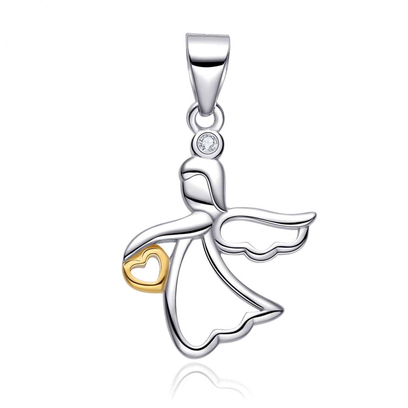 NUBIS Stříbrný přívěsek andílek se srdíčkem - NB-4431