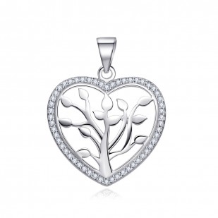Stříbrný přívěsek srdce strom života