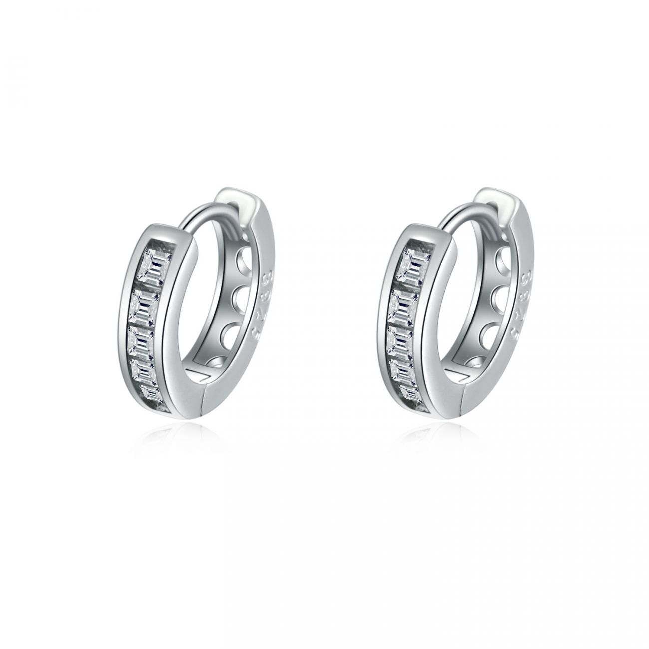 NUBIS Stříbrné náušnice kroužky se zirkony - NB-3917