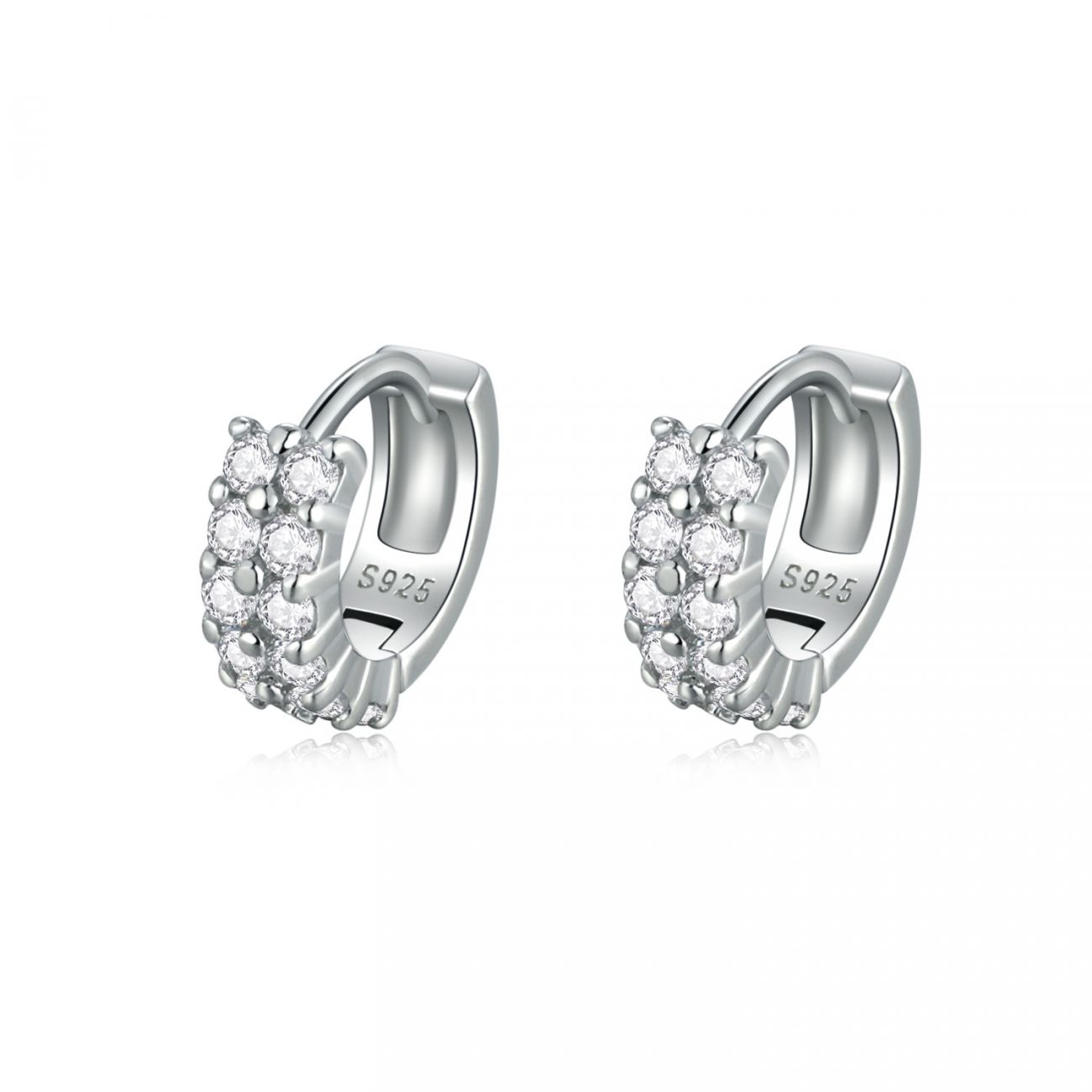 NUBIS Stříbrné náušnice kroužky se zirkony - NB-3918