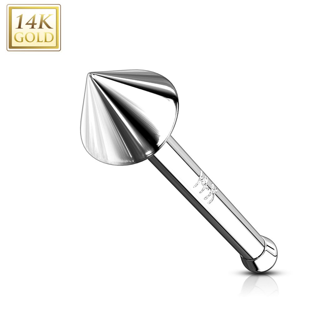 Levně Zlatý piercing do nosu - špička, Au 585/1000 - ZL01115-WG