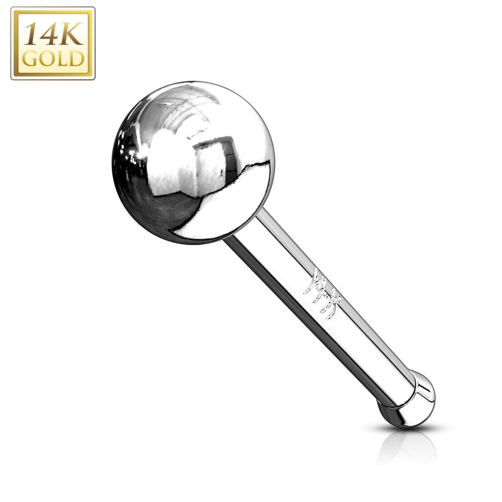 Levně Zlatý piercing do nosu - kulička, Au 585/1000 - ZL01113-WG