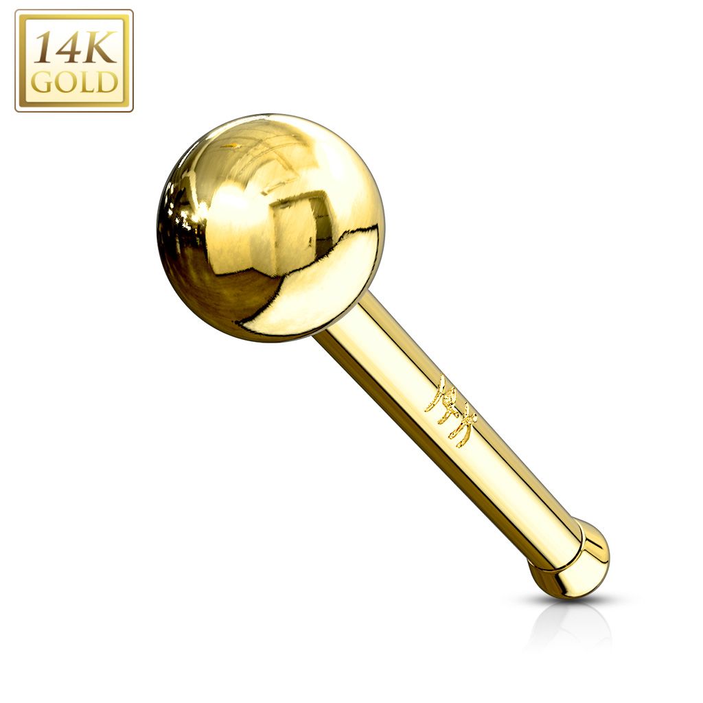 Levně Zlatý piercing do nosu - kulička, Au 585/1000 - ZL01113-YG