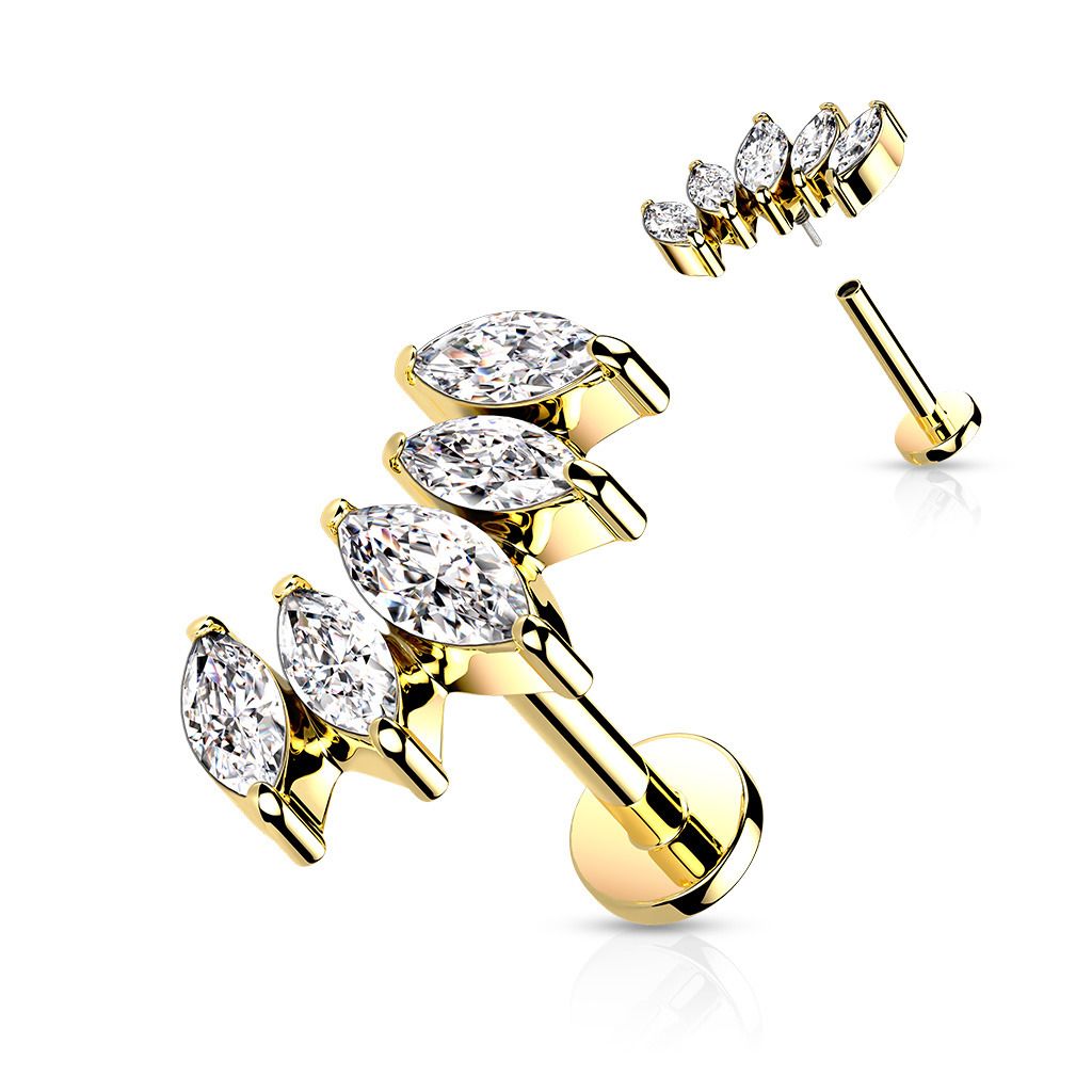 Zlacená labreta / cartilage piercing (1,2 x 8 mm) - LB0041GD-1208