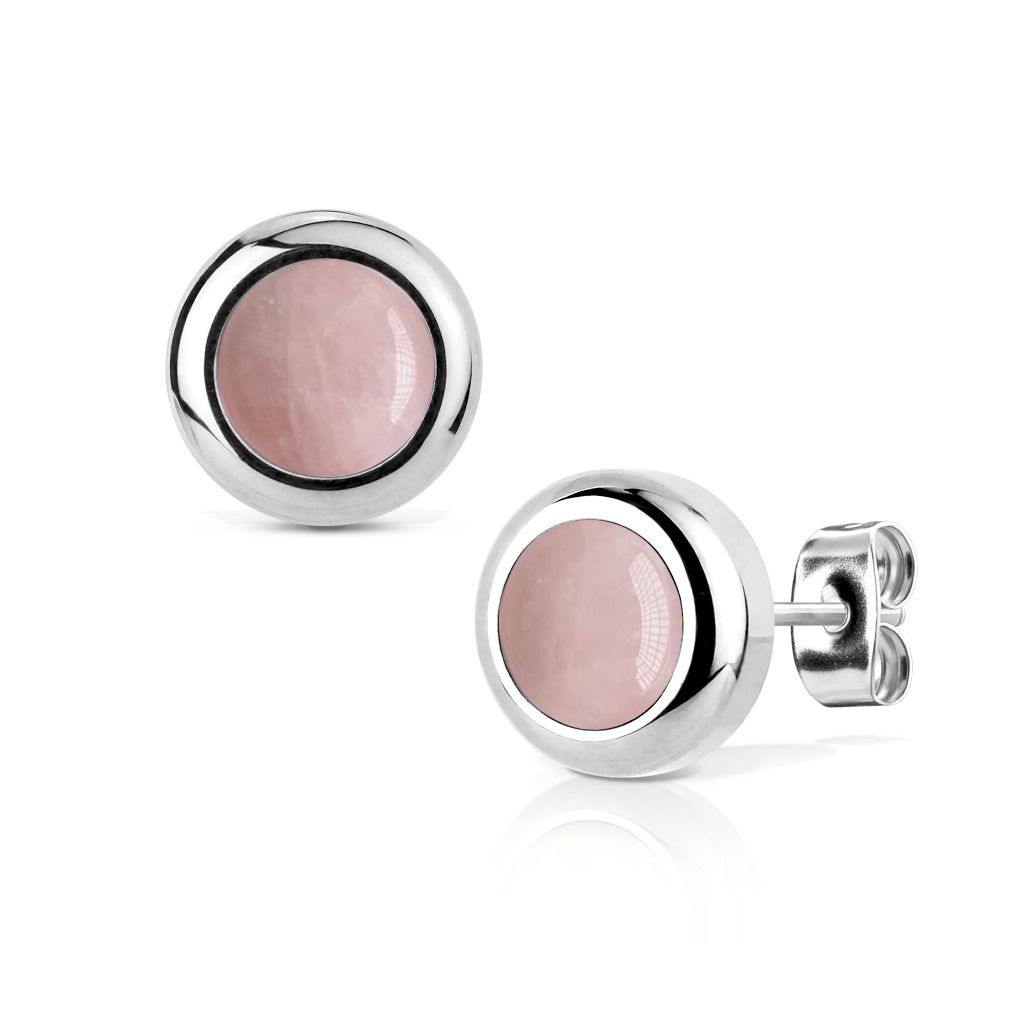 NUBIS Ocelové náušnice s Růženínem 6mm - NB008-06
