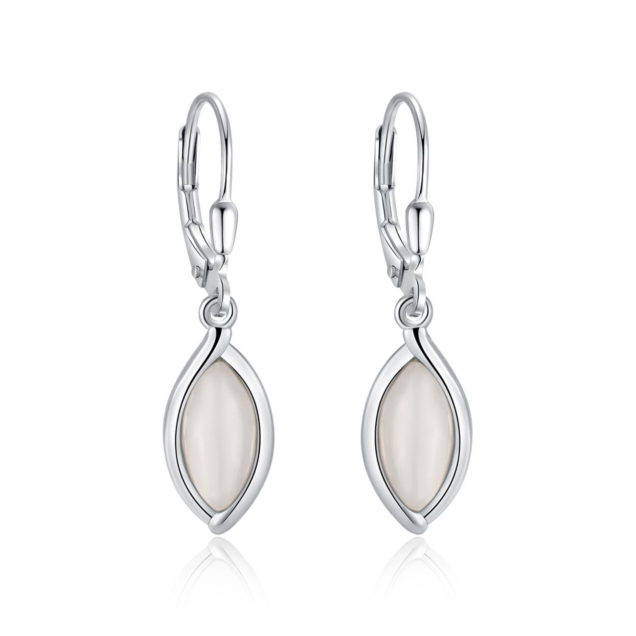 NUBIS Stříbrné visací náušnice měsíční kámen - NB-3934