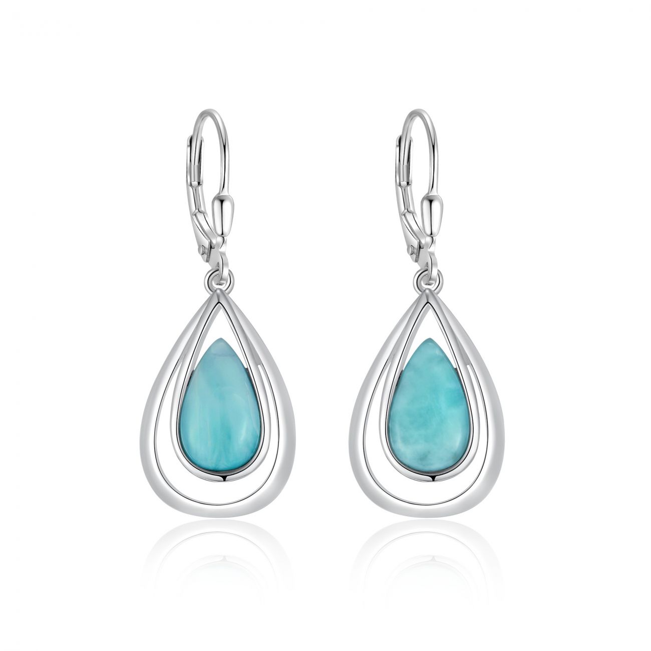 NUBIS Stříbrné náušnice s larimarem - NB-3932