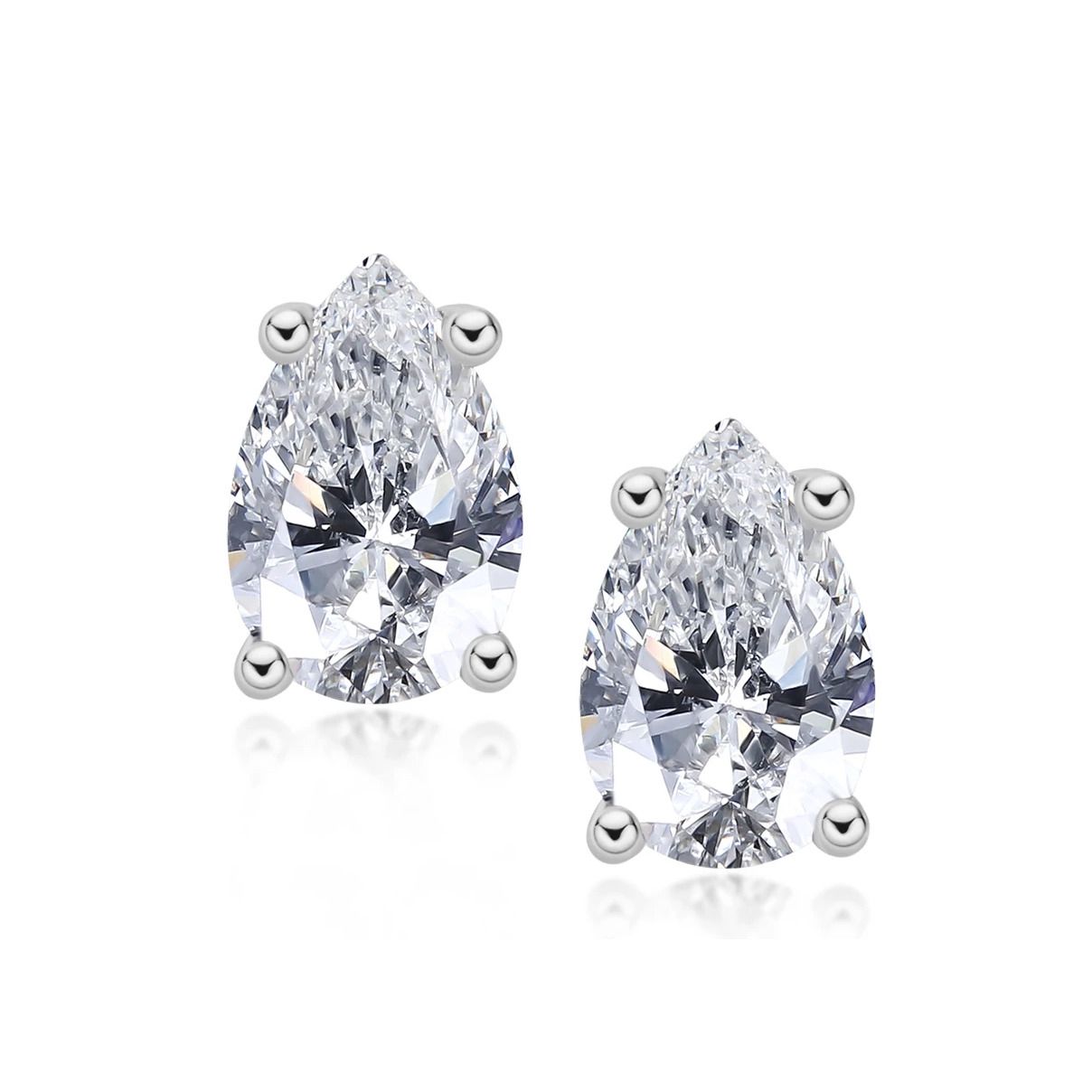 NUBIS Stříbrné náušnice slzičky s moissanity - MN150