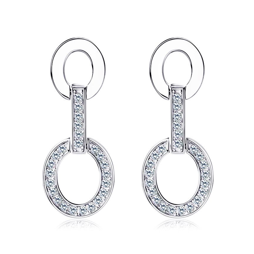NUBIS Stříbrné náušnice oválky s moissanity - MN146