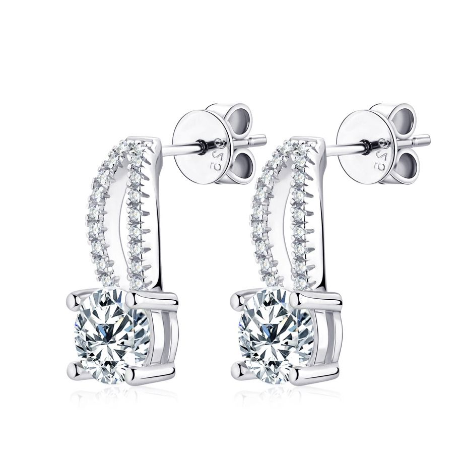 NUBIS Stříbrné náušnice s moissanity - MN145