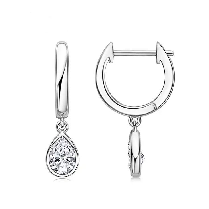 NUBIS Stříbrné visací náušnice slzičky moissanit - MN136