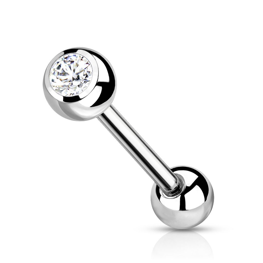 Levně Piercing do jazyku TITAN (čirá) - TIT1017-C
