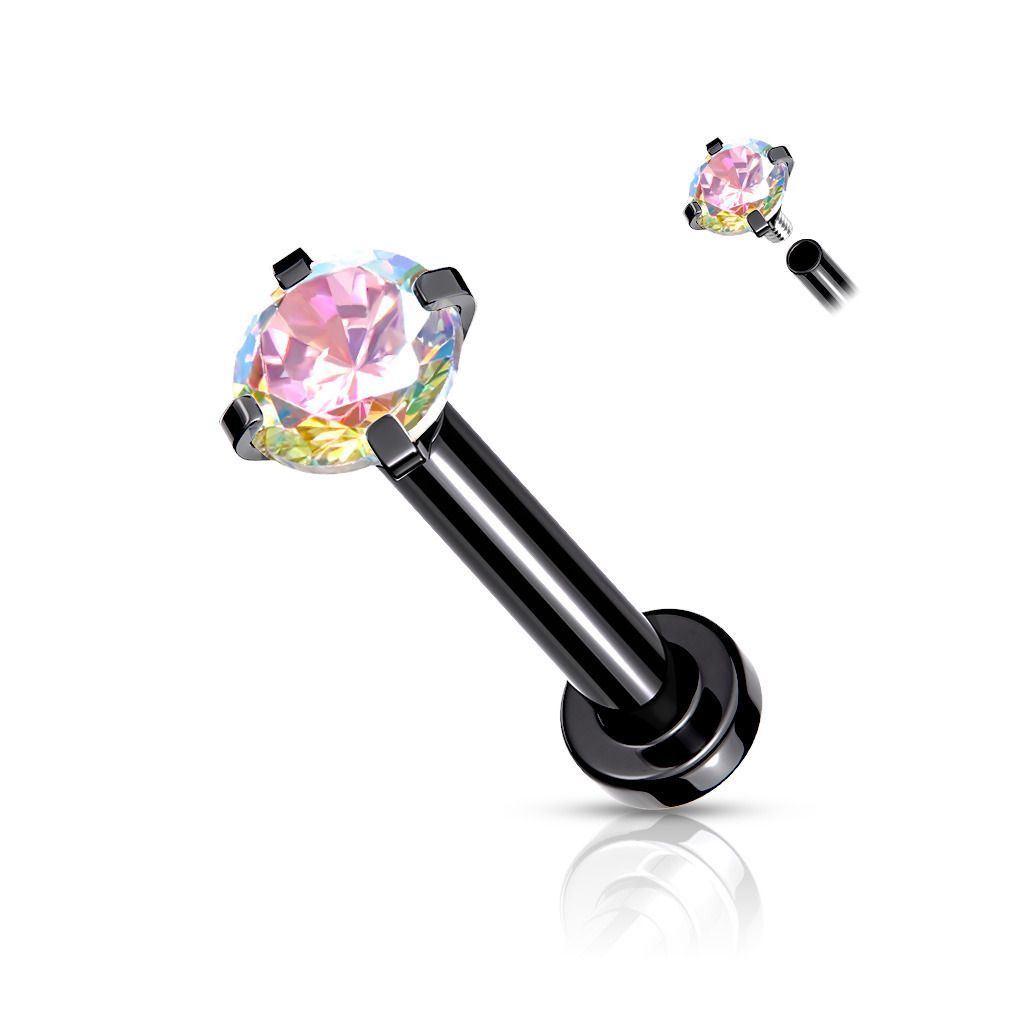 Levně S4U Piercing do brady / cartilage / tragus (1,2 x 8 mm, 2mm kámen) - LB1041AB-12082