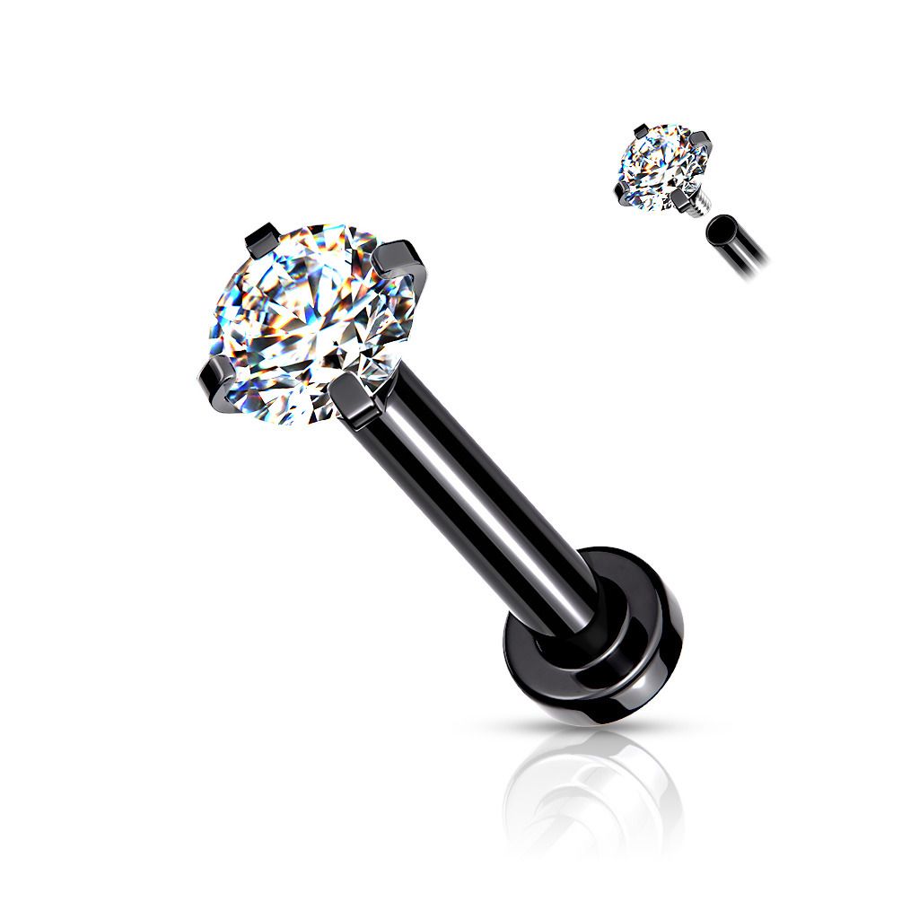 Levně S4U Piercing do brady / cartilage / tragus (1,2 x 8 mm, 2mm kámen) - LB1041C-12082
