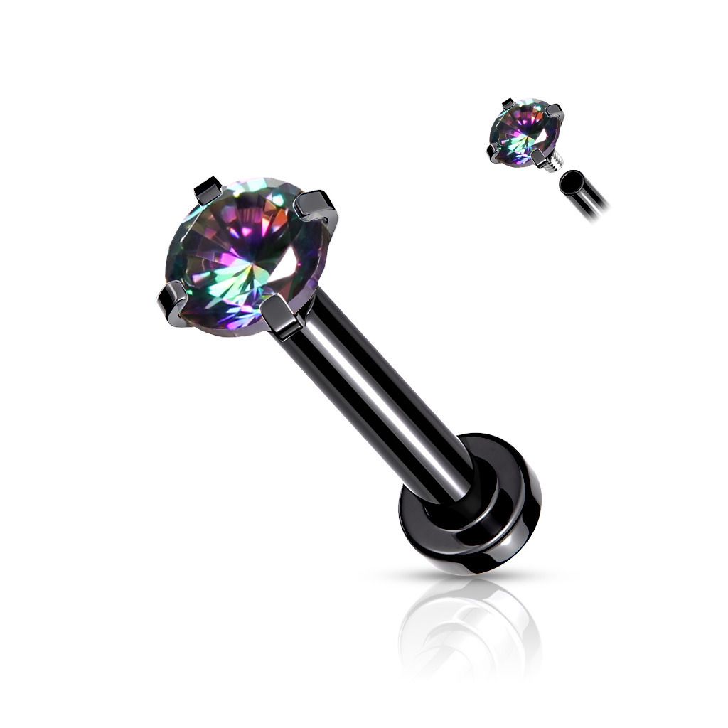 Levně S4U Piercing do brady / cartilage / tragus (1,2 x 8 mm, 3mm kámen) - LB1041VM-12083