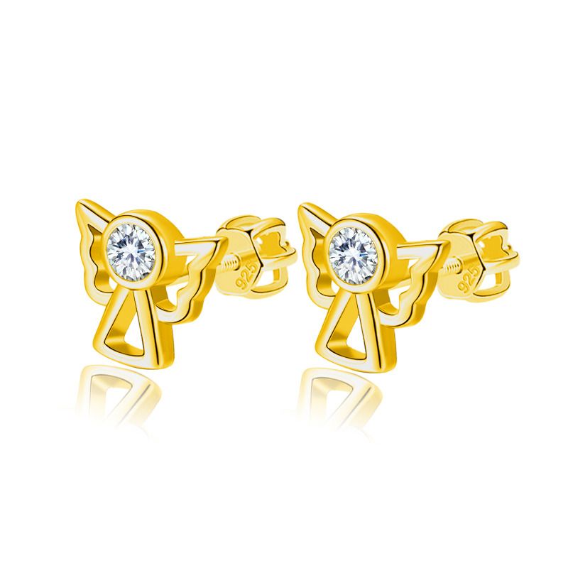 NUBIS Stříbrné šroubovací náušnice andělíčci - NB-3939