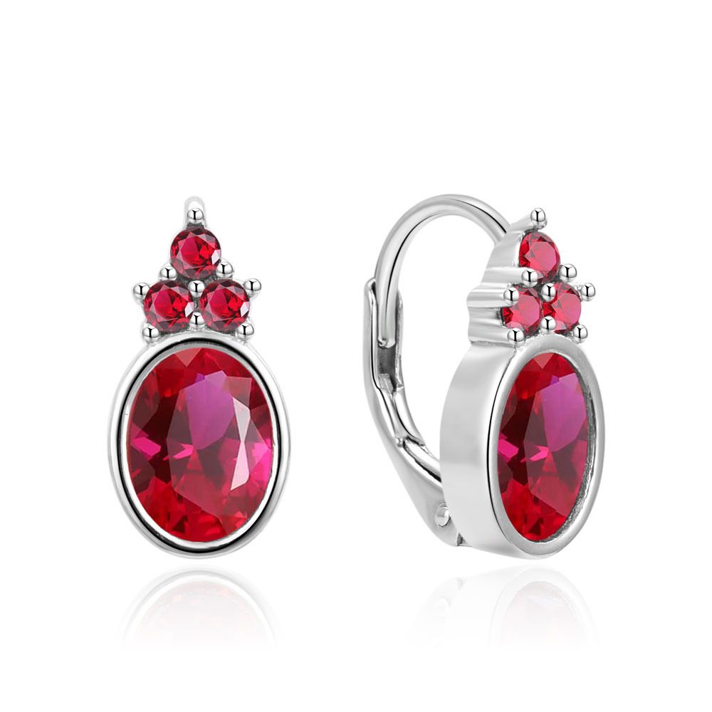 NUBIS Stříbrné náušnice s rubínovými kameny - NB-3948