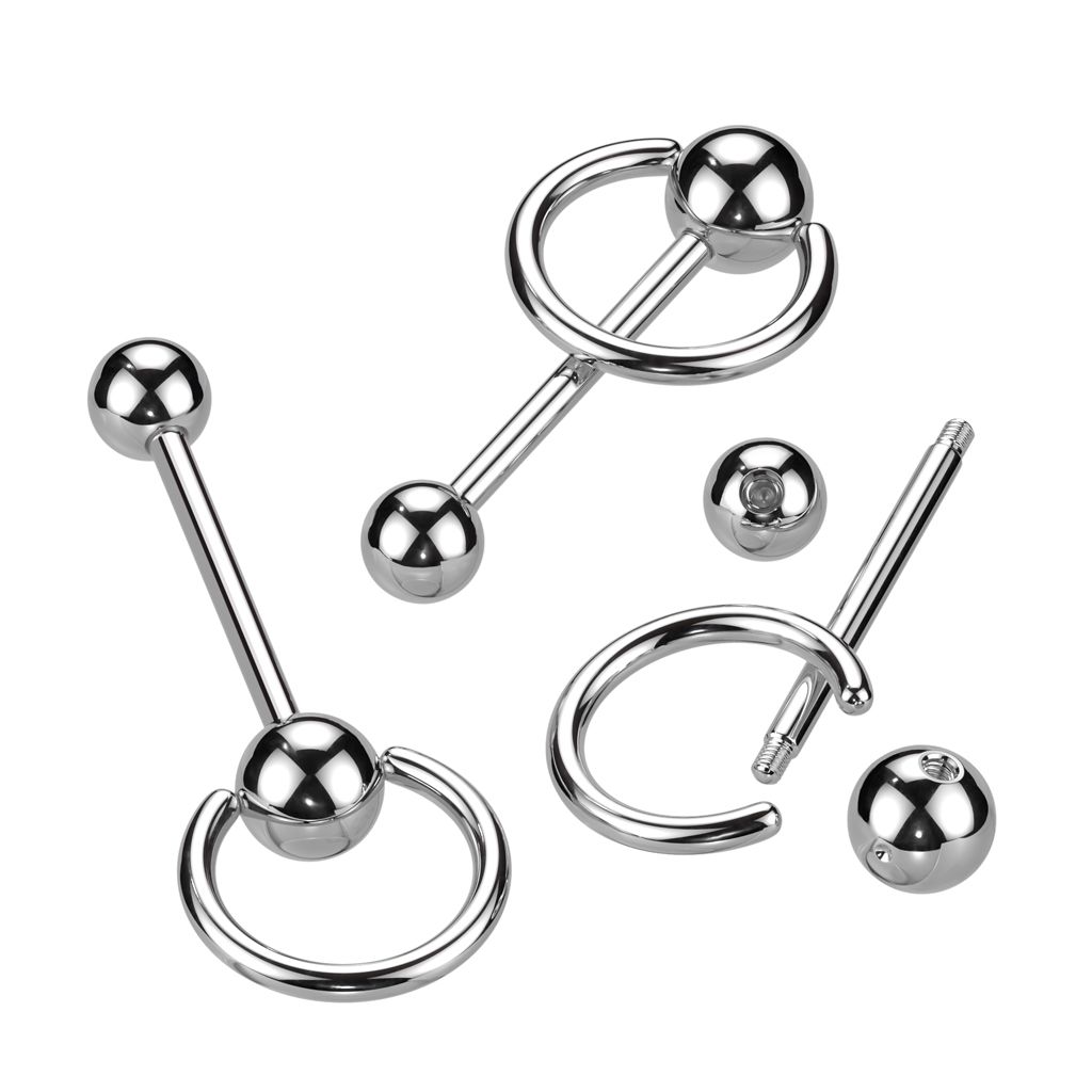 Levně Piercing do jazyka s pohyblivým kroužkem