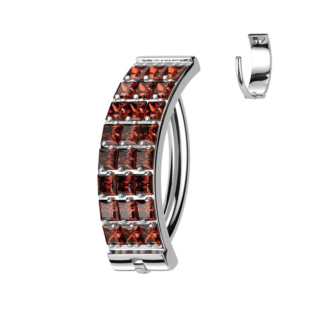 Piercing do pupíku TITAN, červené zirkony