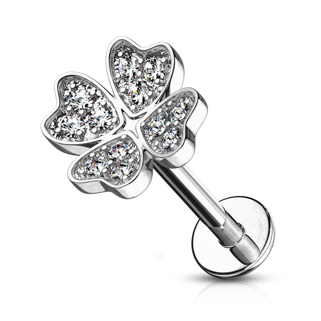 Levně Piercing do brady - labreta čtyřlístek (1,2 x 8 mm) - LB1081-1208