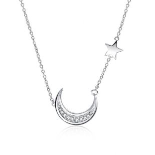 Stříbrný náhrdelník - měsíček a hvězdička
