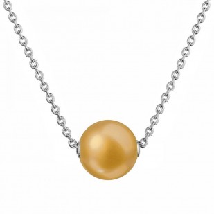 Stříbrný náhrdelník s pevnou zlatou říční perlou na řetízku 22047.3 gold