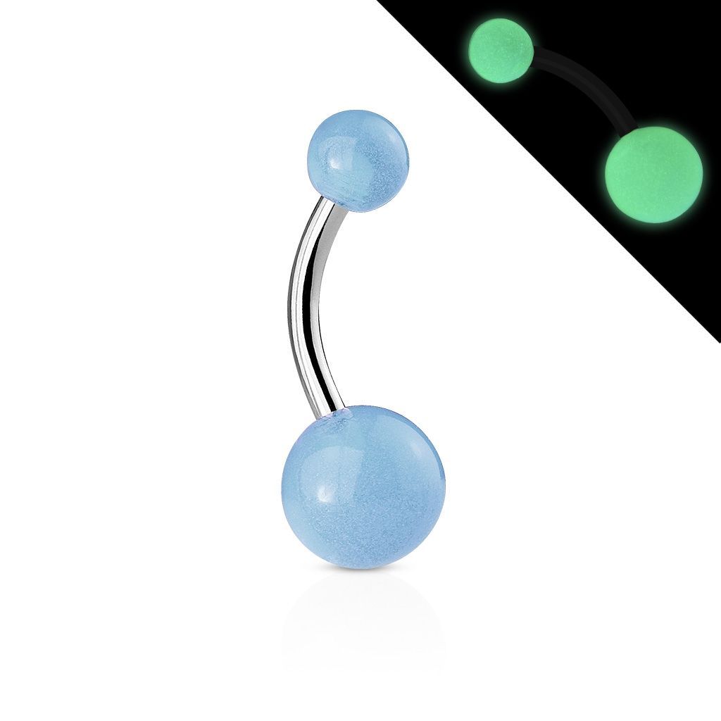 Levně Svítící piercing do pupíku - banánek (modrá) - BA01082-B