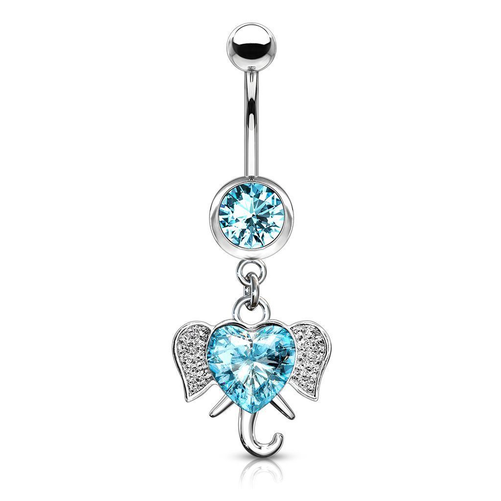 Levně Piercing do pupíku - slon tyrkysový