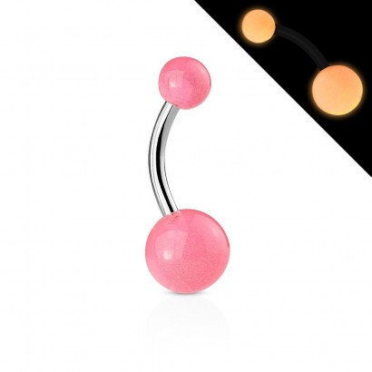 Svítící piercing do pupíku - banánek (růžová)