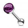 Piercing do jazyku s třpytkami stříbrnými