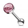 Piercing do jazyku s třpytkami stříbrnými