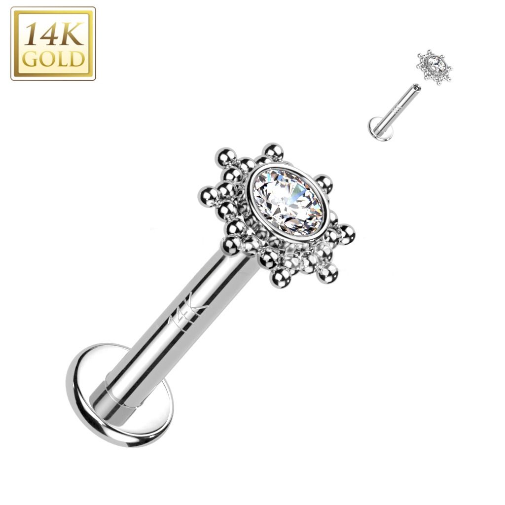 Levně S4U Zlatý piercing do brady - labreta 1,2 x 8 mm, Au 585/1000 - ZL01267-1208