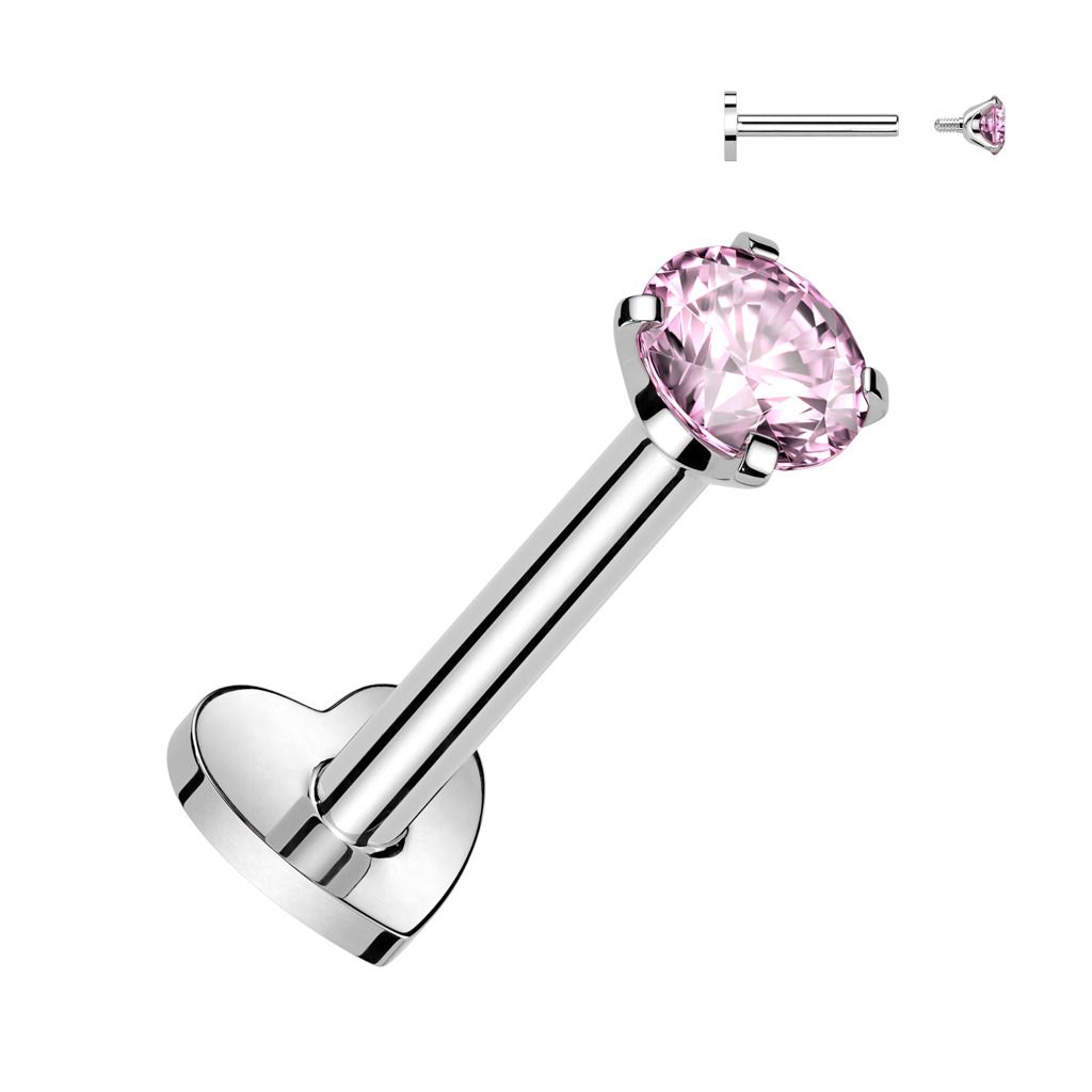 S4U Piercing do brady TITAN, růžový kámen (1,2 x 6 mm) - TIT1313P-1206