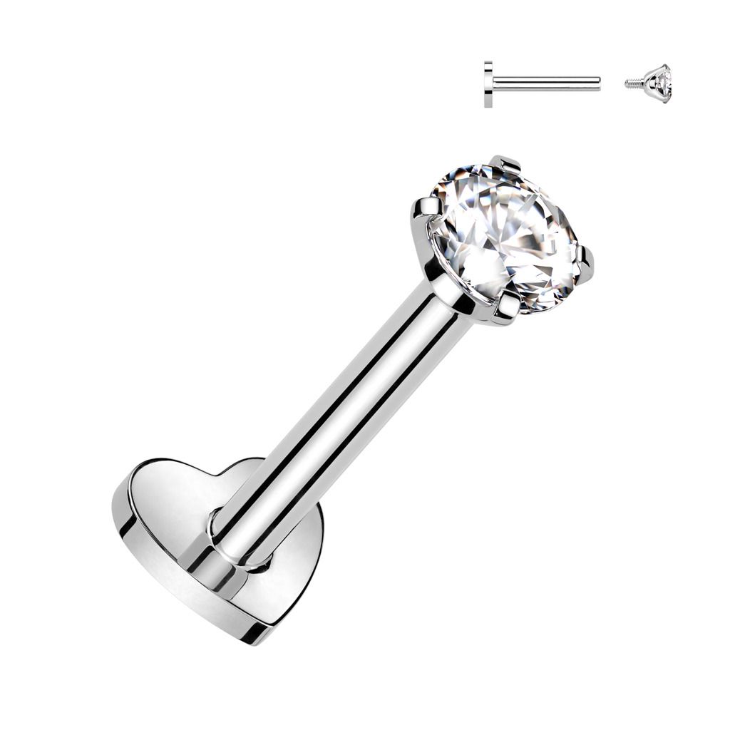 Levně Piercing do brady TITAN, čirý kámen (1,2 x 8 mm) - TIT1313C-1208