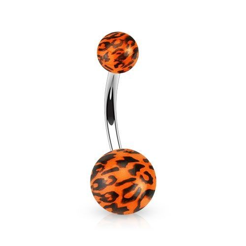 Levně Piercing do pupíku - tygrovaný (oranžová) - BA01089-O