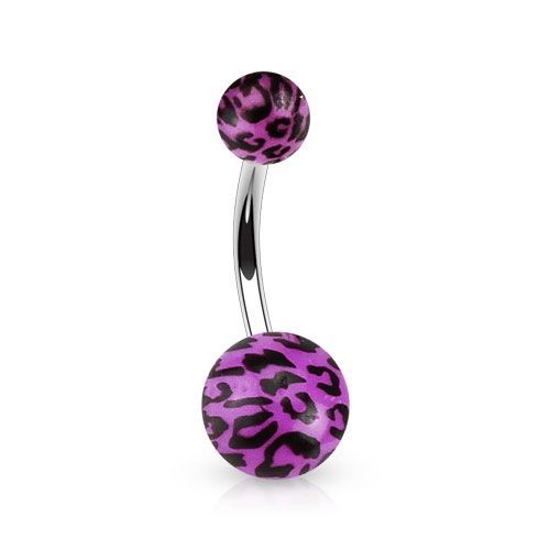 Levně Piercing do pupíku - tygrovaný (fialová) - BA01089-A