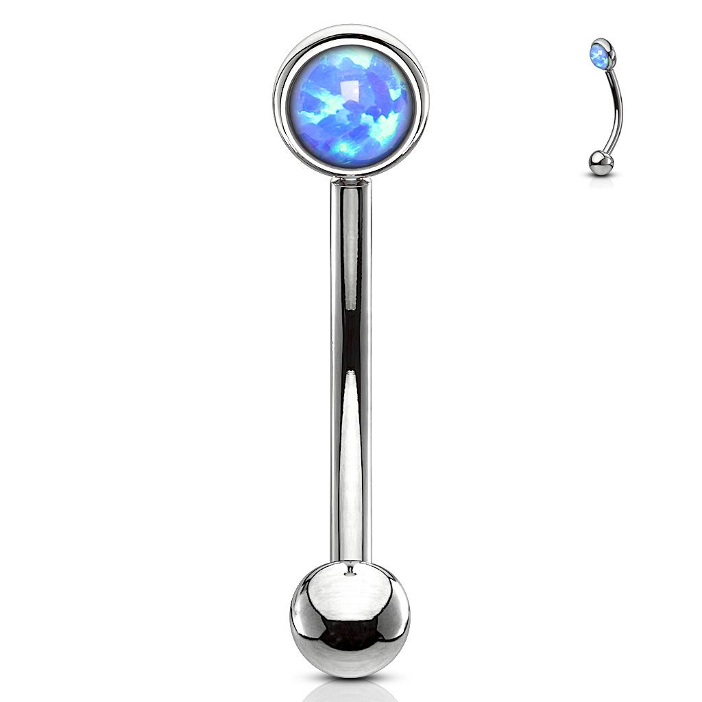 Levně Piercing do obočí, modrý opál (1,2 x 6 mm) - OB0003B-1206