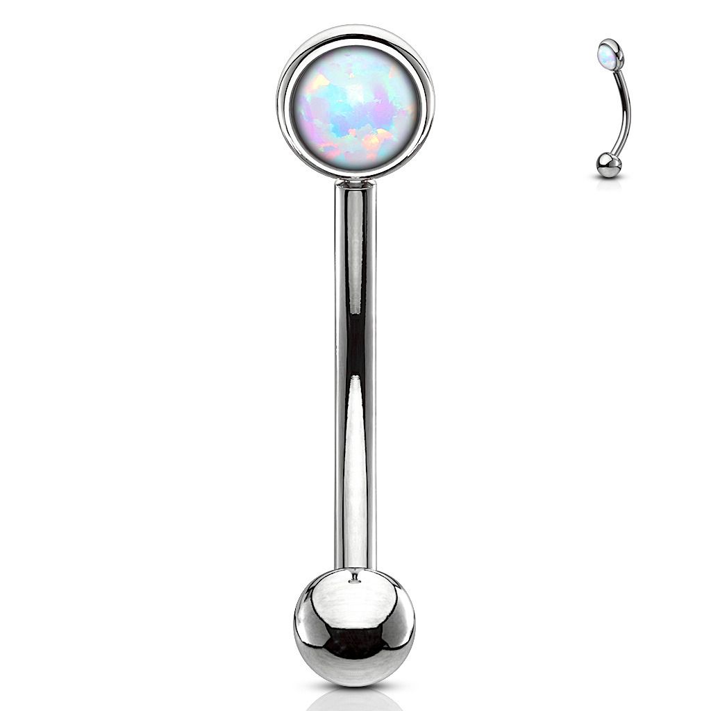 Levně Piercing do obočí, bílý opál (1,2 x 8 mm) - OB0003WH-1208