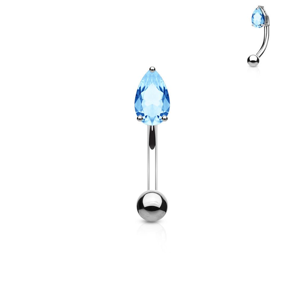 Levně Piercing do obočí - zirkon (tyrkysová) - OB1005-Q