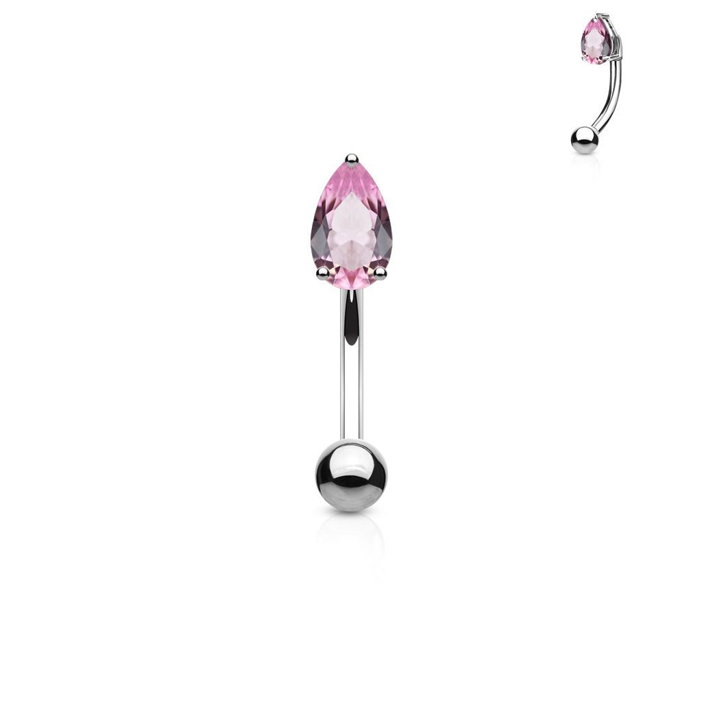Levně Piercing do obočí - zirkon (růžová) - OB1005-P