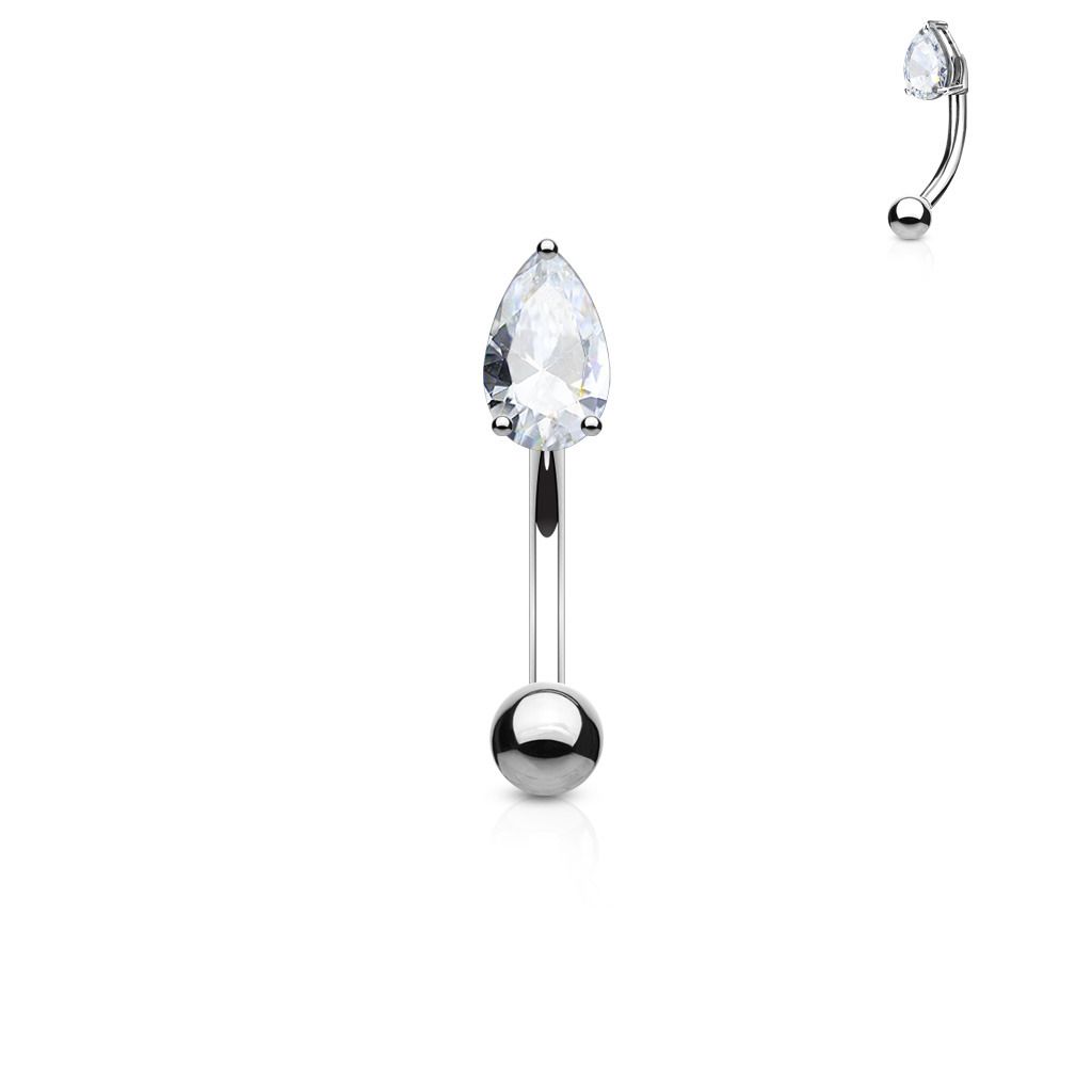 Levně Piercing do obočí - zirkon (čirá) - OB1005-C