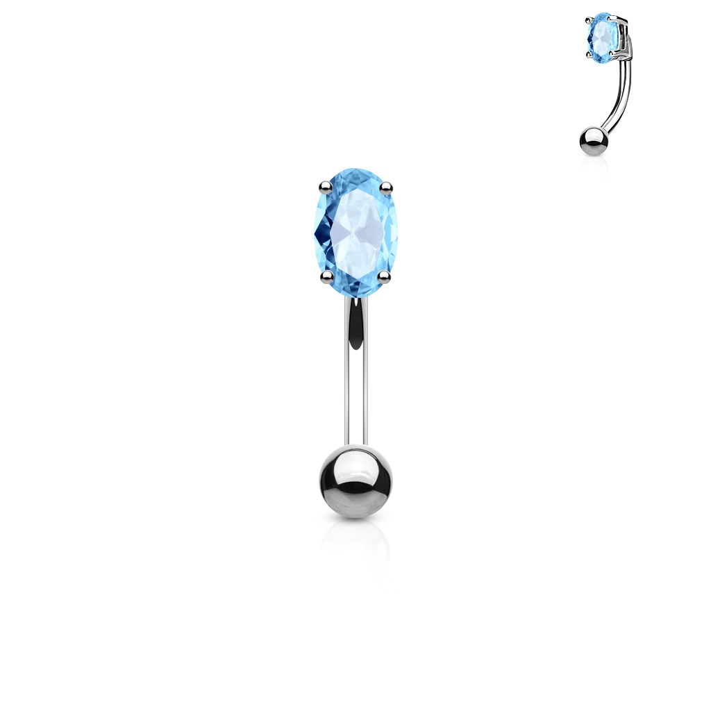Levně Piercing do obočí - oválný zirkon (tyrkysová) - OB1006-Q