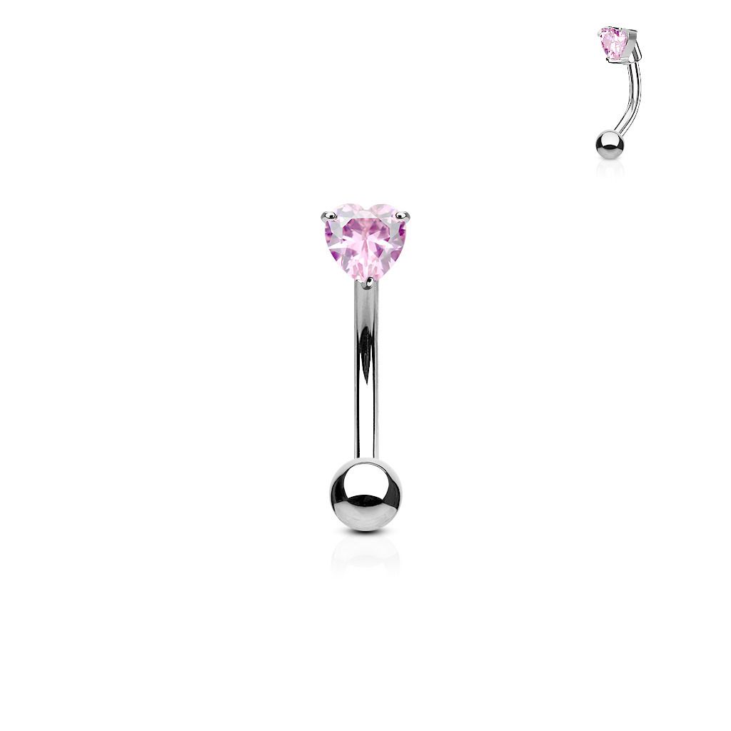 Levně Piercing do obočí - zirkon (růžová) - OB1003-P