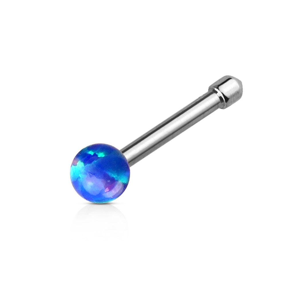 Levně Piercing do nosu s opálem (modrá) - N0022-B